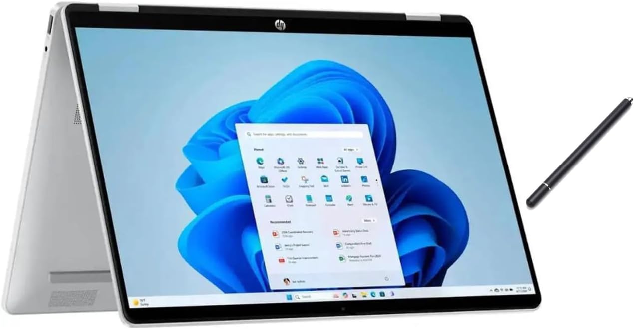 HP OmniBook 5 Flip 2-in-1 14" Full HD+ Touch-Screen Laptop | Intel Core 5 120U|Intel Graphics| Copilot | Webcam| Silver | 8GB RAM DDR5 | 512GB SSD |Windows 11 Home |Bundle with Stylus Pen