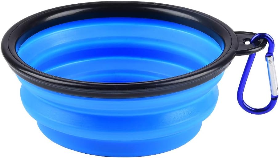 Collapsible Travel Silicone Dog Cat Bowl Portable Pet Food Water Bowl, Feeding trough Portable Drinking Water Drinker with Water Hook, Easy to Carry, Save Space.（1 pcs）