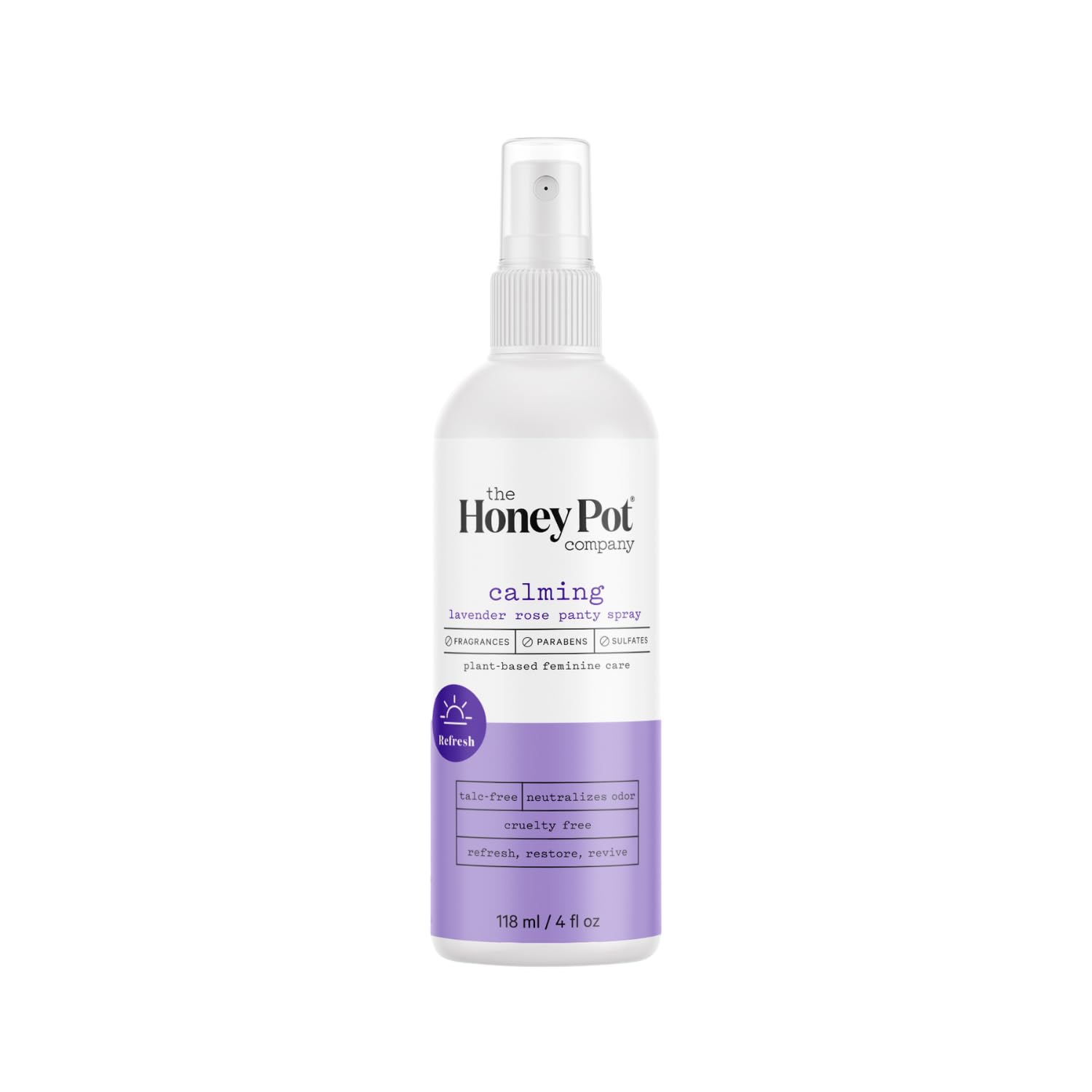 The Honey Pot Company - Refreshing and Restorative Panty and Body Plant-Derived Deodorant Spray - Paraben & Sulfate Free - Lavender Rose - 4 fl. oz.