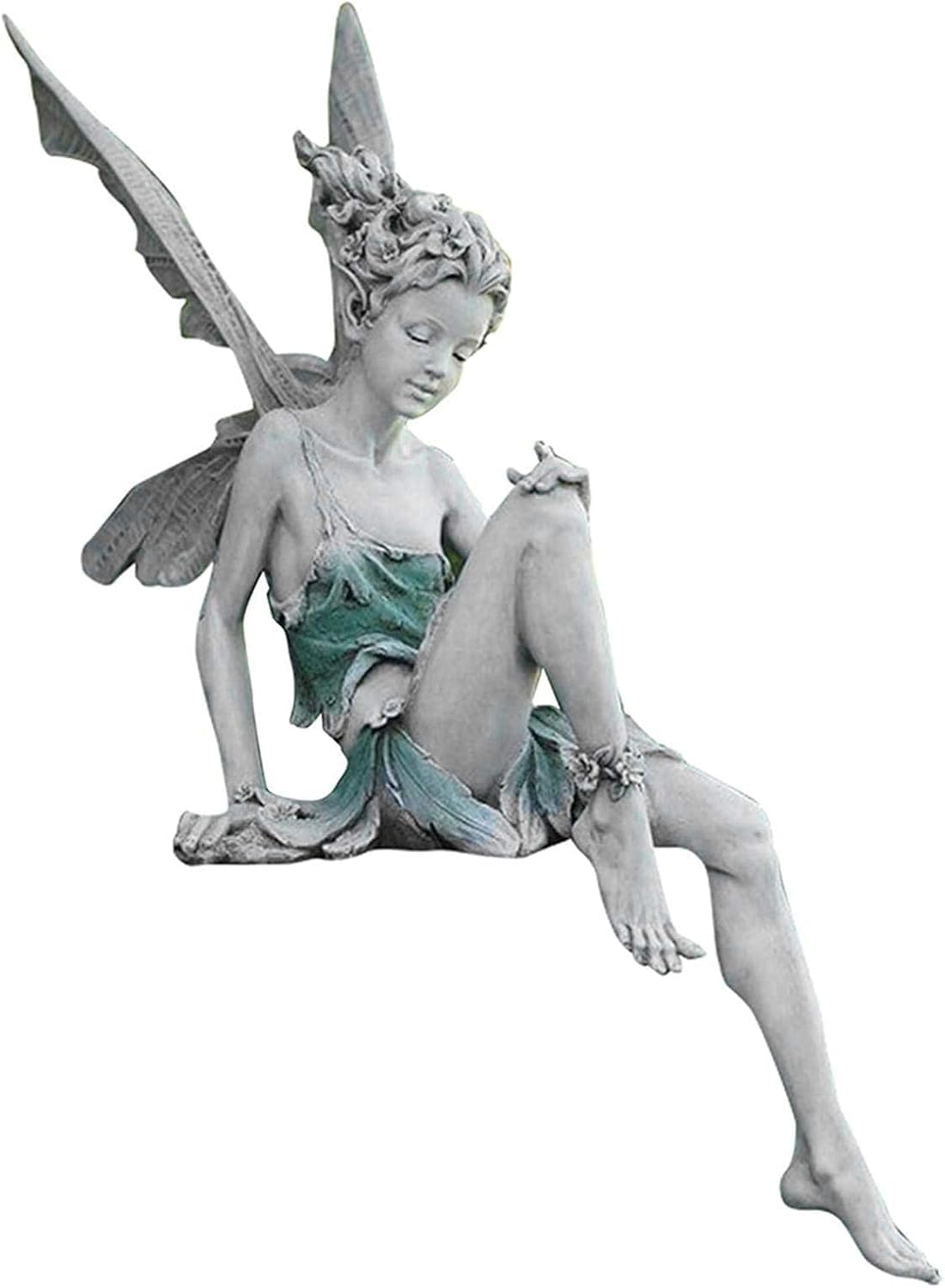 Angel Figurine Outdoor Garden Fairy Statue, 9 ''Garden Sculpture Resin Angel Craft Home Table Ornaments for Lawn Yard Art Porch Patio Decorations Christmas Housewarming Gift (White)