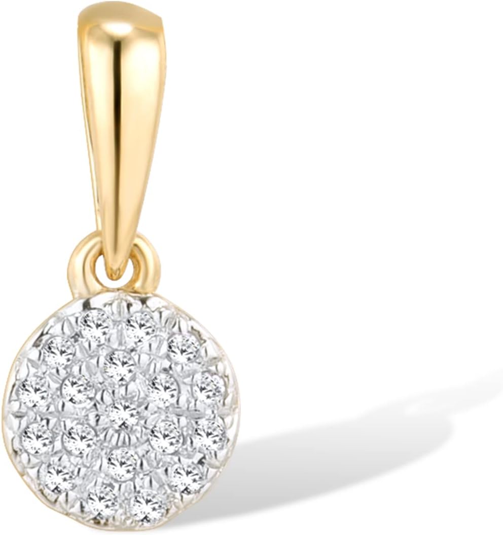 Santuzza 10K Solid Gold Genuine Diamond Simple Dainty Pendant Without Chain for Women