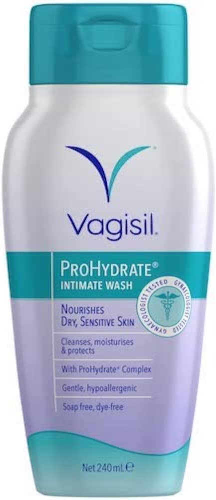 Vagisil ProHydrate Intimate Wash for Daily Feminine Hygiene for Dry & Sensitive Skin with Hyaluronic Acid, Cleanses, Moisturises & Protects, 240 ml