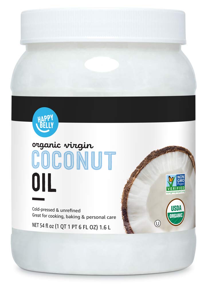 Amazon Brand - Happy Belly Unrefined Organic Virgin Coconut Oil, 54 fl oz (Pack of 1) (Previously Solimo)