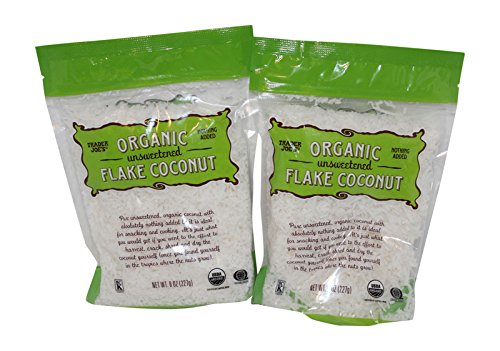 Trader Joe's Organic Unsweetened Flake Coconut USDA Organic 8oz Bag (Pack of 2)