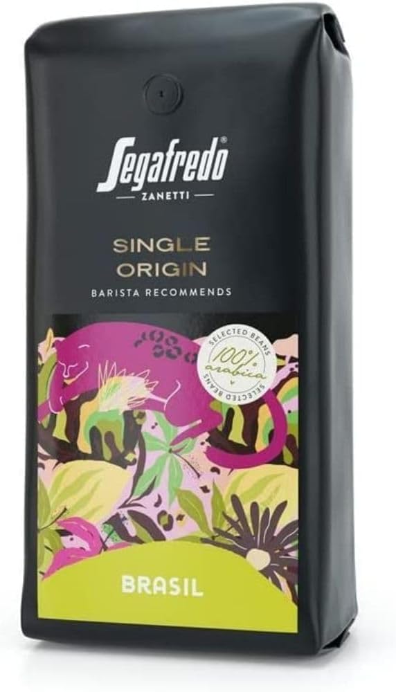 Segafredo Zanetti Coffee Beans Single Origin Brasil 100% Arabica - 1Kg Pack - Barista Recommends - Selected Roasted Coffee Beans, Hints of dried Fruit with Nuts and Chocolate