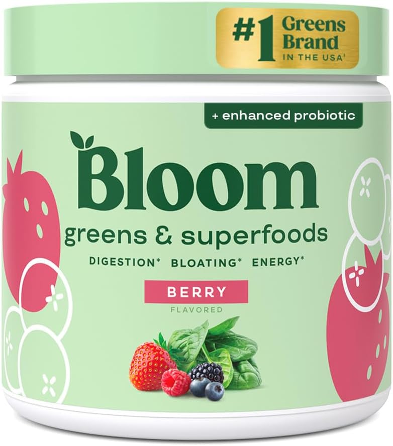 Bloom Nutrition Superfood Greens Powder, Berry, 30 Servings