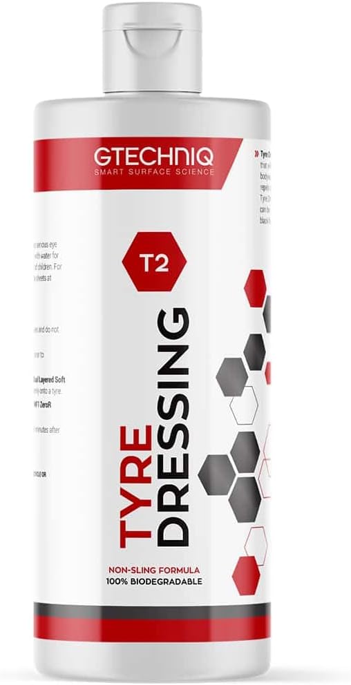 Gtechniq T2 Tyre Dressing for Car Tyre Shine, Car Wheel Cleaner Repels Dirt and Grime, Restores Tyre Black Finish, Anti-Sling Formula, 100% Biodegradable, 250ml