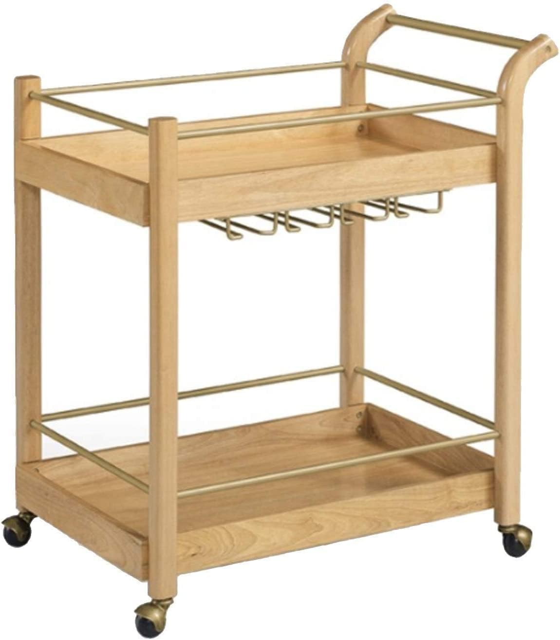 HUIBBGO Bar Serving Cart for Hotel Business Restaurant, Bar Carts/Serving Carts/Kitchen Carts/Wine Rack Carts On Wheels with Storage - Wine Tea Liquor Shelves - Solid Wood and Metal Furniture