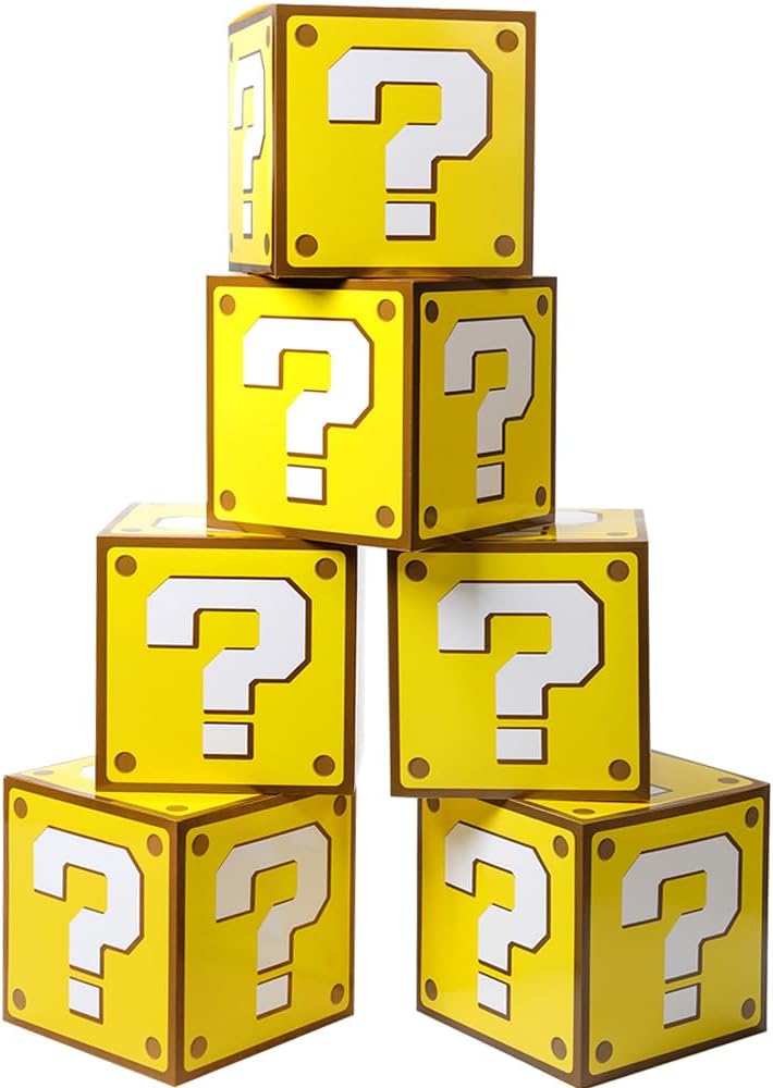 6PCS Big Question Boxes For Birthday Party Game Party Favor Props Boxes (11.8 x 11.8 Inch)