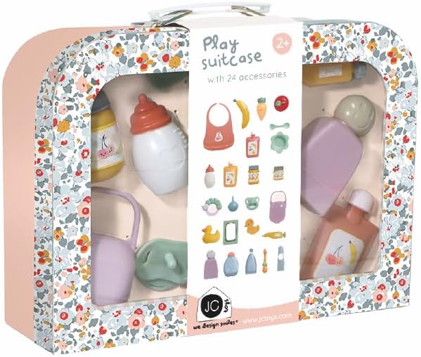 JC Toys Baby Doll Travel Case with 24 Accessories - Feeding, Bath & Care Essentials for Imaginative Play- Fits All Doll Sizes