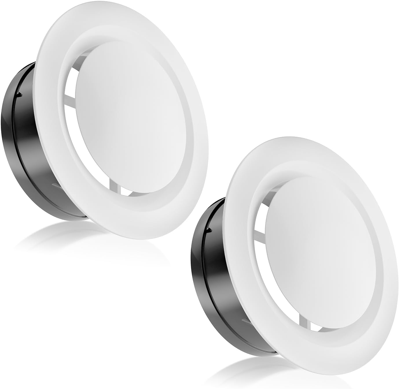 HG Power 8 Inch Soffit Vent, Adjustable Air Vent Cover, ABS Round Ceiling Vent Covers for Living Room, Attic, Bathroom, Kitchen, Ventilation Use, White - Opening Size 7.32", 2 Pack