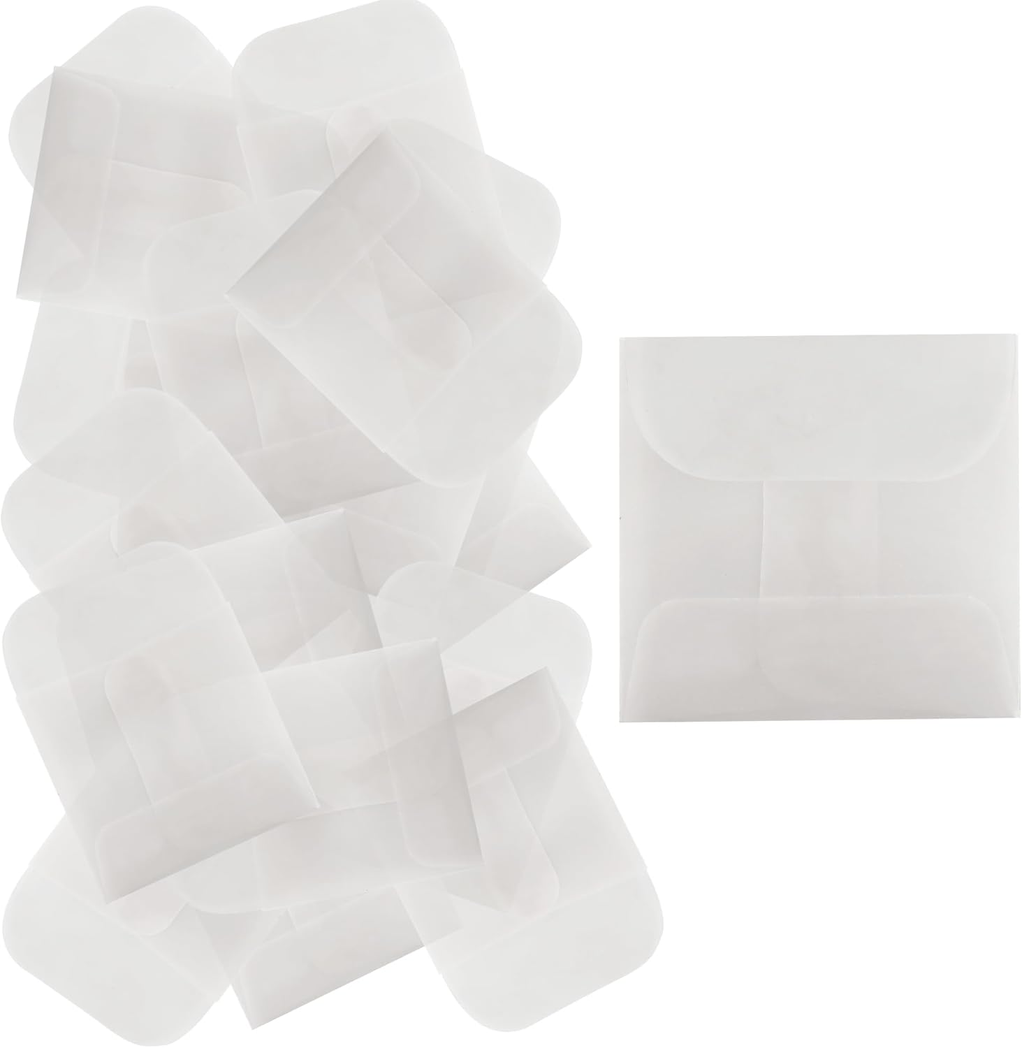 bociloy 100PCS 2x2 Inch Glassine Flat Paper Bags, Small Glassine Envelopes, Semi-Transparent Waxed Paper Bags for Storing Photos Stamps Ring Jewellery Coin