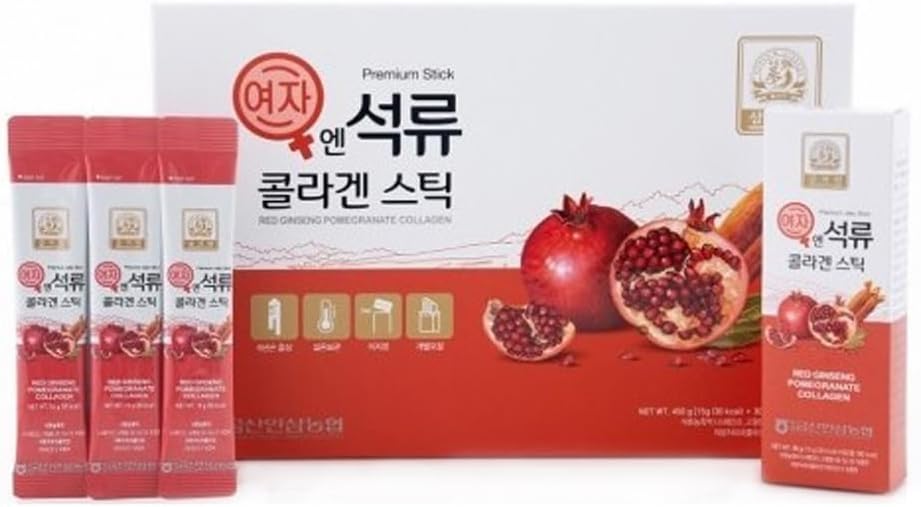 Korean Beauty Baekje Geumsan Women's Pomegranate Collagen Jelly Stick 5.1oz / 30 Count (5 Pack)