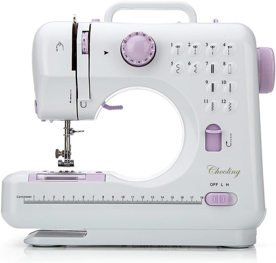 Mini Sewing Machine for Beginner by Chooling - Small Electric Sewing Machines with 2 Speed 12 Built-in Stitch Patterns CL-054-UK-A18