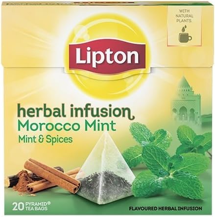 Lipton Morocco Mint (Mint and Spices) Tea Bags - Sealed Boxes of 12 x 20 Bags = 240 Pyramid Tea Bags