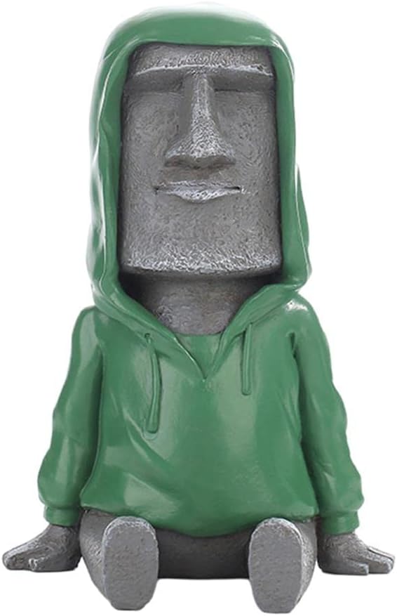 LOVIVER Easter Island Statue Ahu Ancient Monolith Decoration Accents Moai Head Sculpture for Bedroom Living room and Desktop Ornaments, Gray F