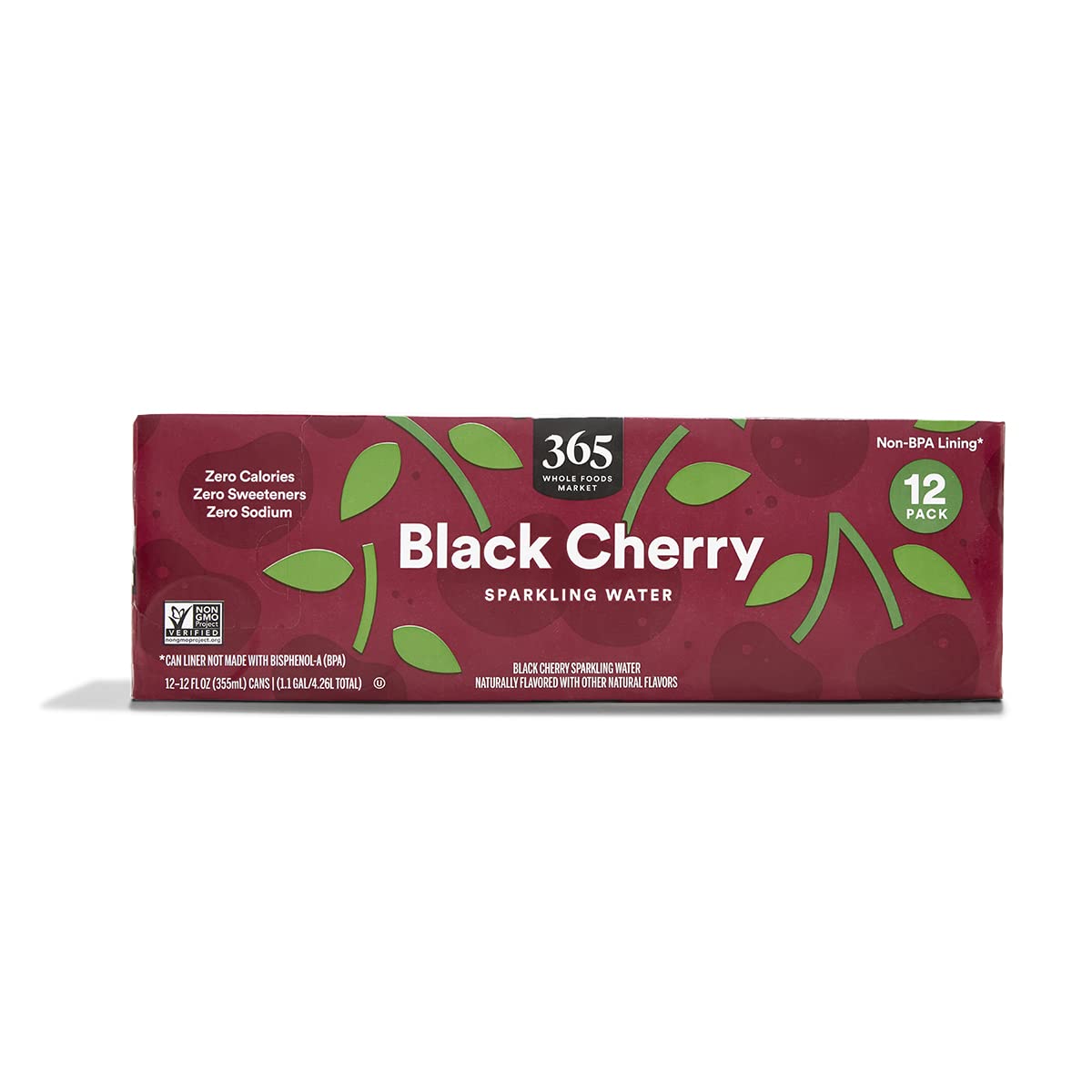 365 by Whole Foods Market, Black Cherry Sparkling Water 12pk, 12 FZ