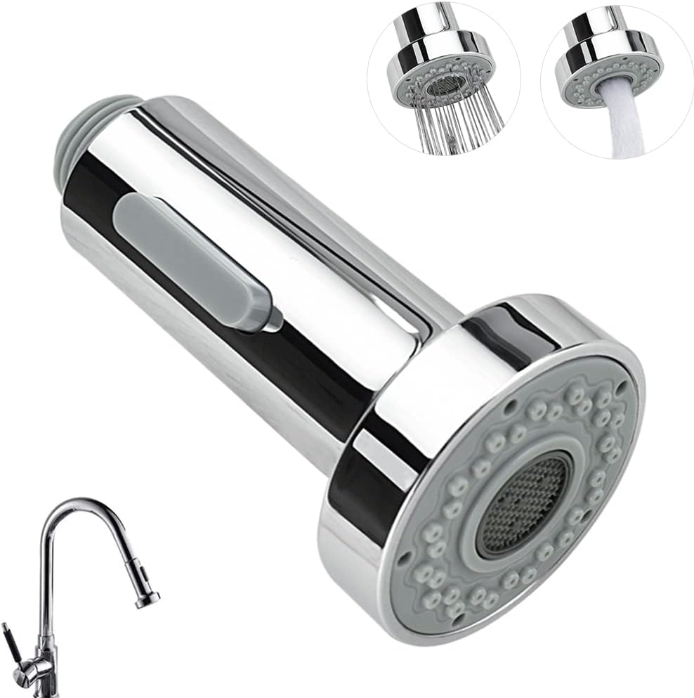 CAEEKER Kitchen Faucet Spray Head 2 Function Kitchen Tap Spray Head Replacement Part Anti-Splash Shower Head for Kitchen Pull Out Tap & Bathroom Mixer Faucet, Universal G 1/2-inch - Chrome Finish