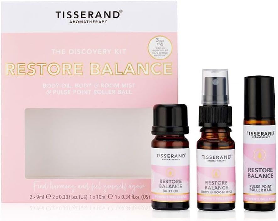 Tisserand Restore Balance Discovery Kit - Roller Ball, Body Oil & Mist