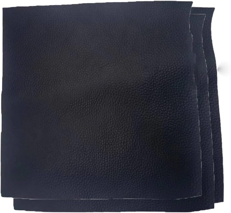 Bioristar Natural Grain Cowside Leather Black Genuine Leather Pieces for Leather Work 1.5-1.8MM Thick Tooling Leather Square Leather Scraps for Crafts Sewing (3 Pack 7.8" X 11.8")