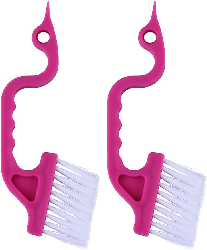 2pcs Window Track Cleaning Brushes, Hand-held Groove Gap Cleaning Tools Door Track Kitchen Cleaning Brushes Set(Red)