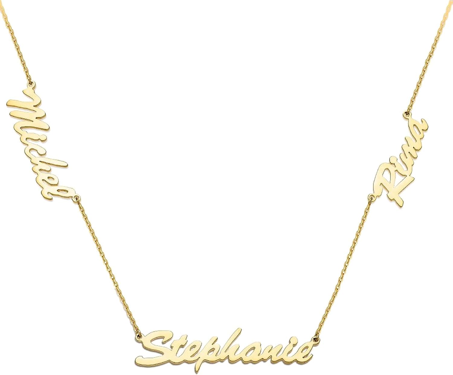 Gold Multi Name Necklace, 14k Solid Gold or Silver Name Necklace Options, Monogram Name Necklace, 2 3 4 5 Personalized Name Necklace, Custom Memorial Necklace Gift for Women Girls Bridesmaid Gift