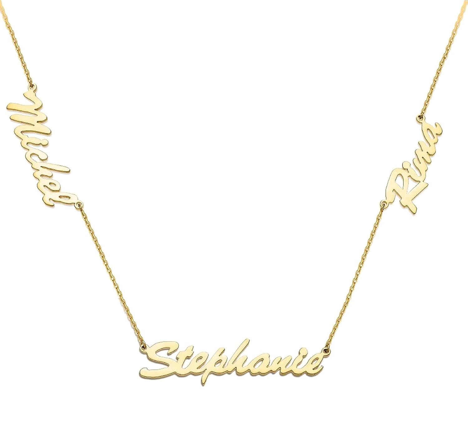 Gold Multi Name Necklace, 14k Solid Gold or Silver Name Necklace Options, Monogram Name Necklace, 2 3 4 5 Personalized Name Necklace, Custom Memorial Name Necklace Gift for Women Girls Bridesmaid Gift