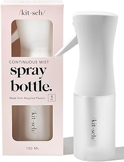 Kitsch Spray Bottle for Hair - Continuous Water Mister with Ultra Fine Mist for Hairstyling, Barbers, Salons, Plants, Versatile Spray Bottles for Cleaning - Made from Recycled Plastic - White, 5 oz