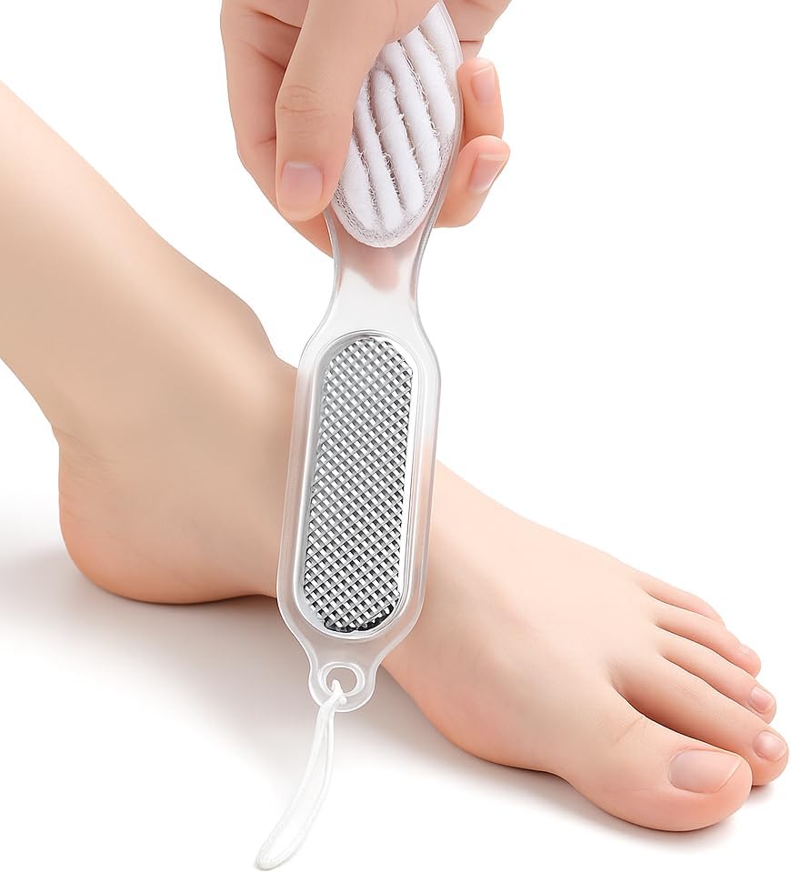 Foot File Pedicure Tools Manicure Tools Foot Scraper Pumice Stone for Feet Calluses Remover Hard Skin Scrubber Soft Smooth Heels Hands Spa Salon Beauty Skin Care 4 in 1 (1 Count)