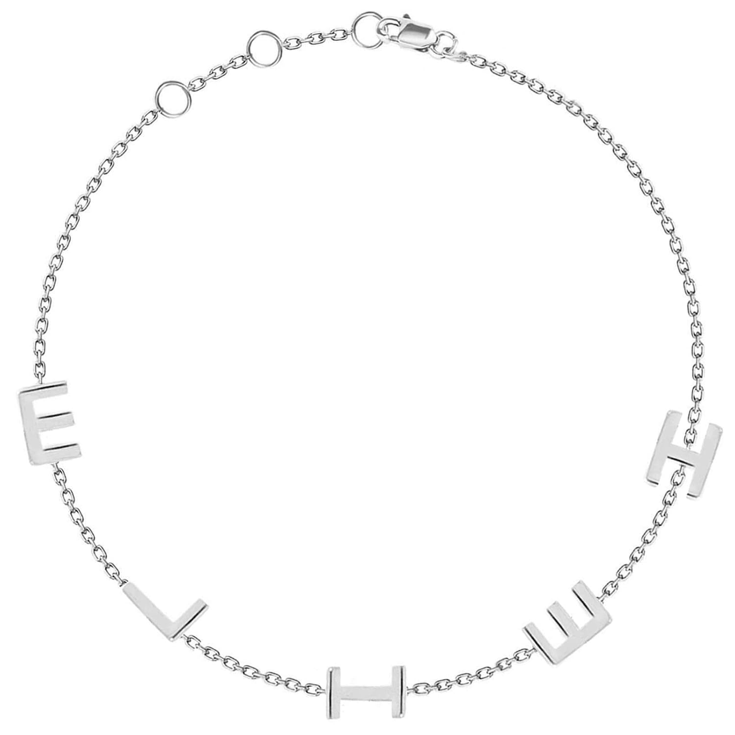 Personalized 14k Gold or Sterling Silver Sideways Initial Bracelet - Custom Letter Jewelry for Her - Unique Gift