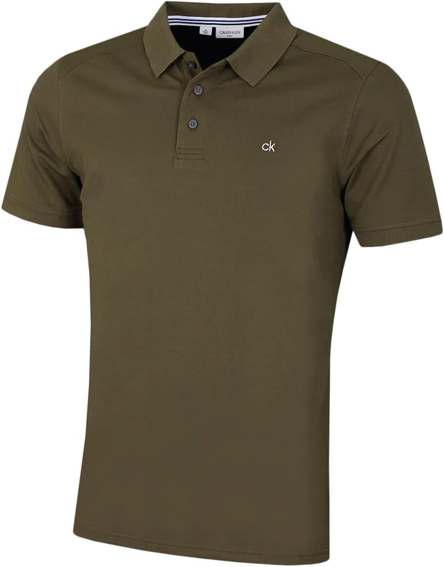 Calvin Klein Mens 2025 Campus 3 Button Ribbed Collar Golf Polo Shirt