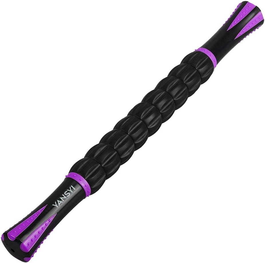 Yansyi Muscle Roller Stick for Athletes - Body Massage Roller Stick - Release Myofascial Trigger Points Reduce Muscle Soreness Tightness Leg Cramps & Back Pain for Physical Therapy & Recovery (Purple)