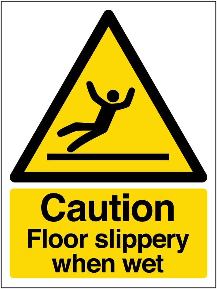 V Safety Warning General - Caution Floor Slippery When Wet - 150 x 200 mm Restickable Safety Sign Safety Sign