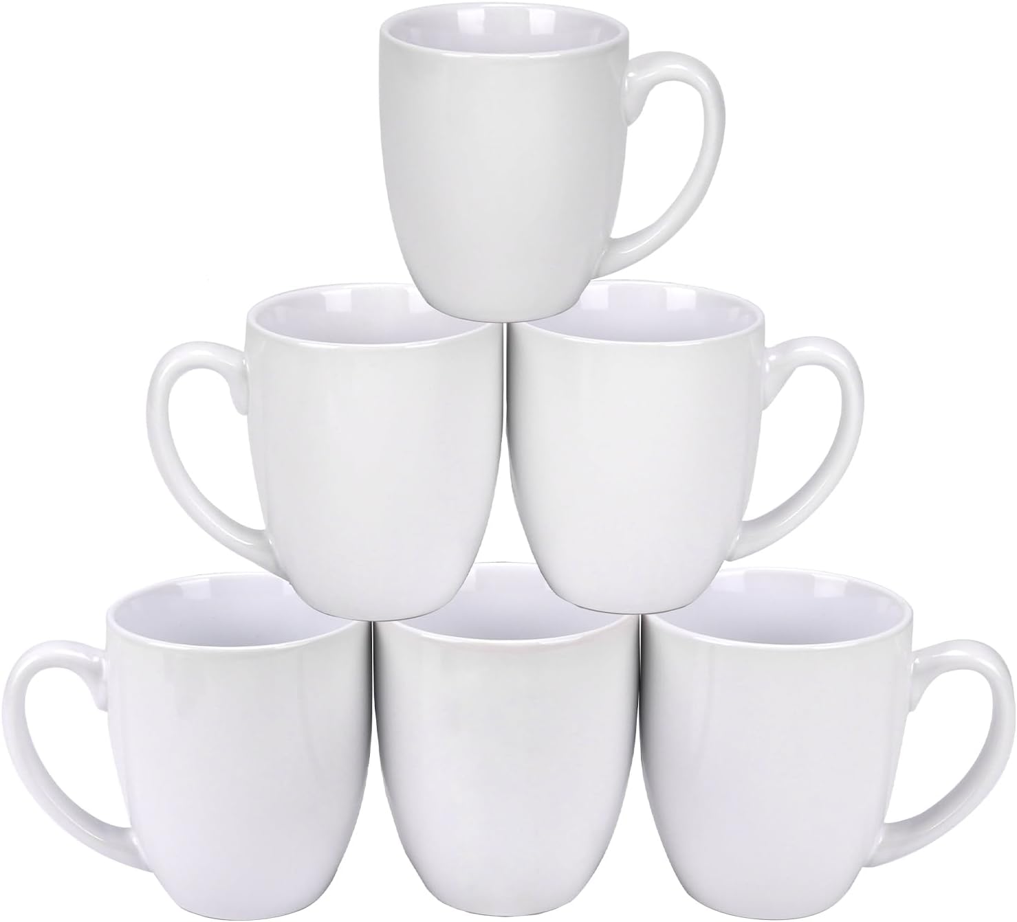 Schliersee White Coffee Mugs Set of 6, 17 OZ Ceramic Coffee Cups for Latte, Hot Tea, Coffee, Cappuccino, Cocoa, Milk, Water, espresso Cups, Dishwasher & Microwave Safe, Mug with Large Handle.