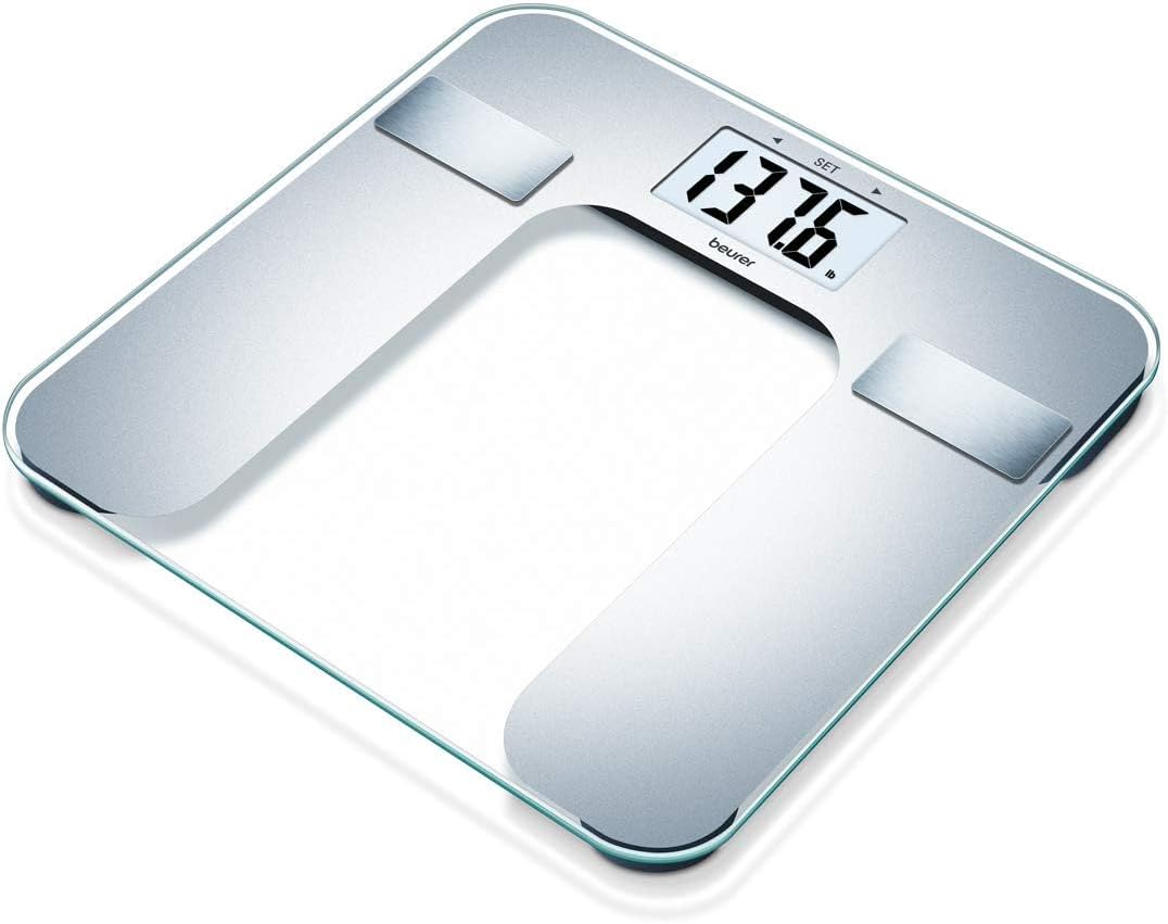 Beurer Body Fat Analyzer BMI, Multi-User & Recognition, Digital Bathroom Weight Scale, XL Display, BF130, Silver