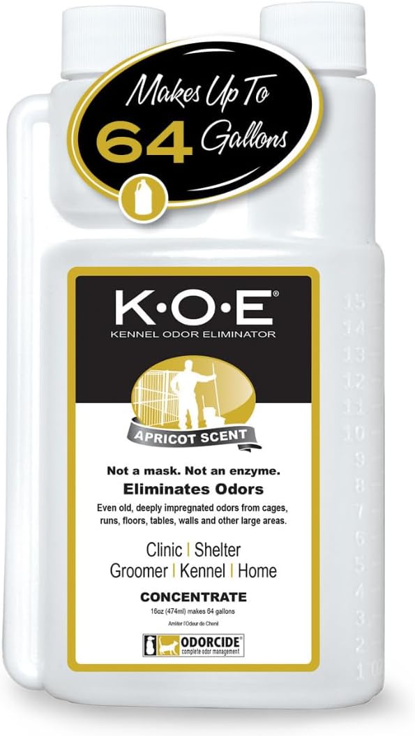 Thornell Odor Eliminator 16oz Concentrate – K.O.E. Apricot Odor Eliminator for Strong Odor for Cages, Runs & More – Pet Odor Eliminator for Home & Kennel w/Safe, Non-Enzymatic Formula