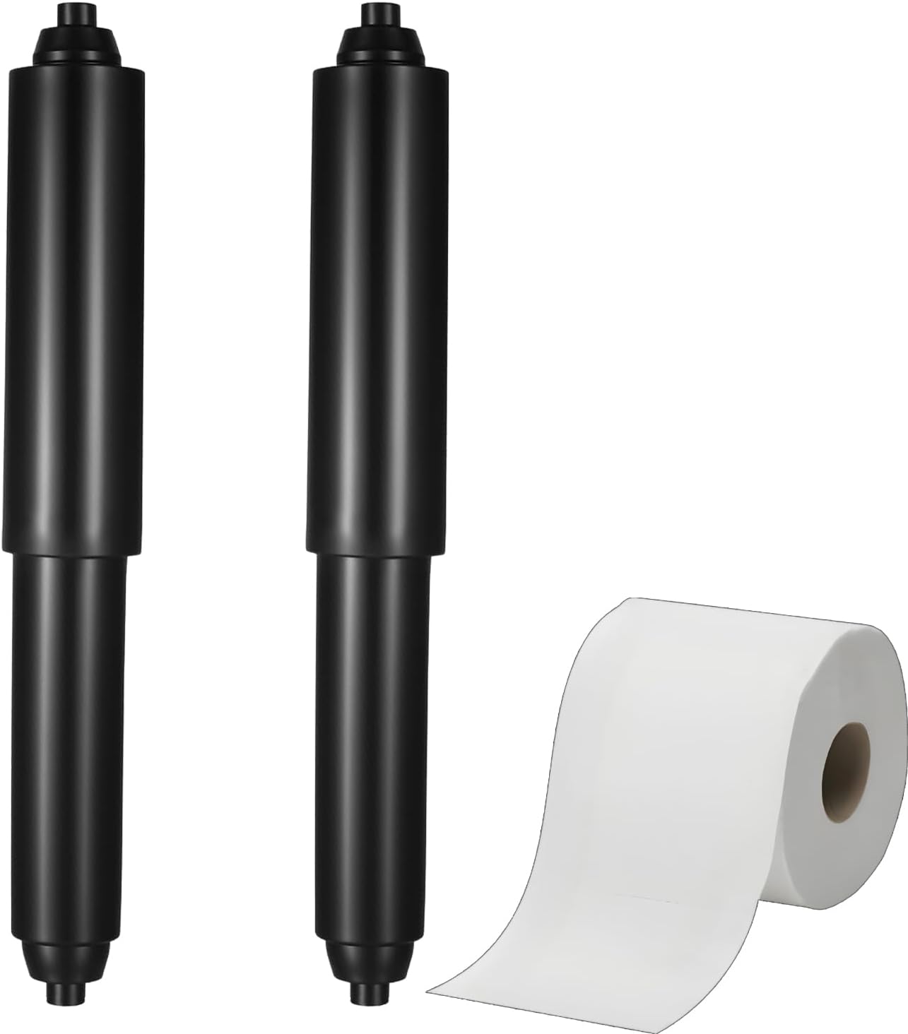 2Pcs Paper Holder Roller, Toilet Paper Holder Rollers, Toilet Roll Holder, Spring Loaded Insert Spindle, Roller Spindle Replacement Rod, Plastic Paper Holder Roller Rod for Bathroom(Black)