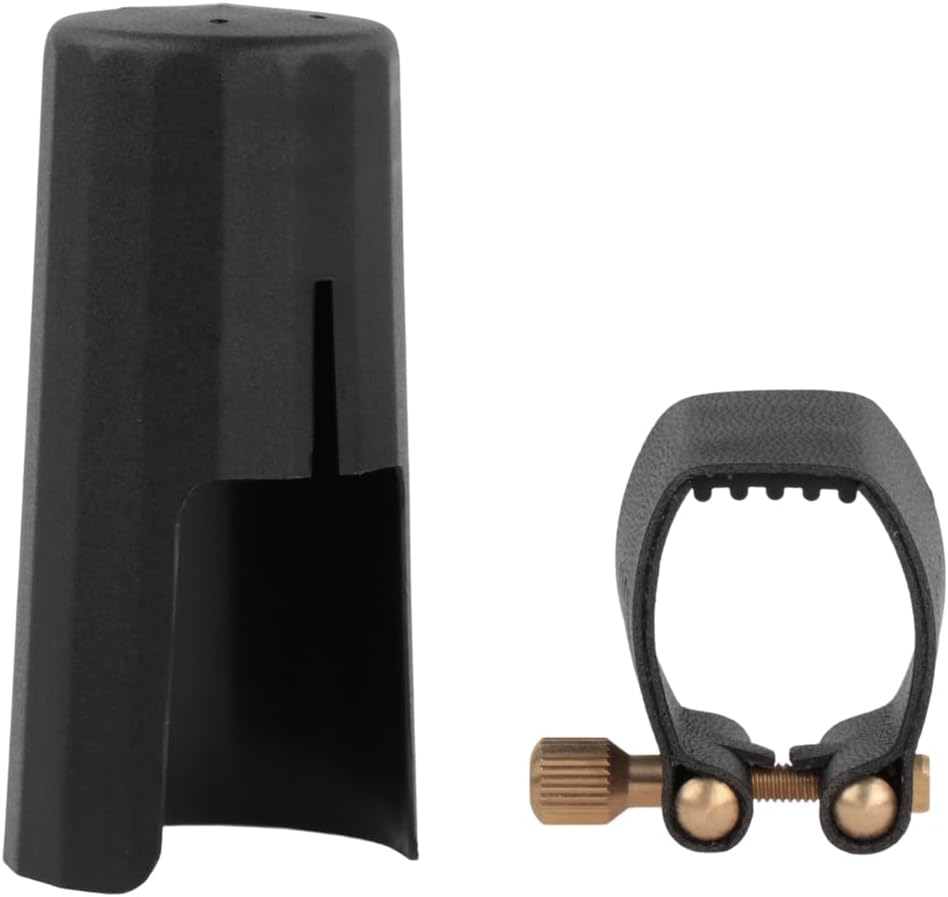 Clarinet Ligatures for Clarinet Mouthpiece, PU Leather Mouthpiece Ligature Fastener & Plastic Cap for Bb Clarinet Accessory for Students Practice Professionals