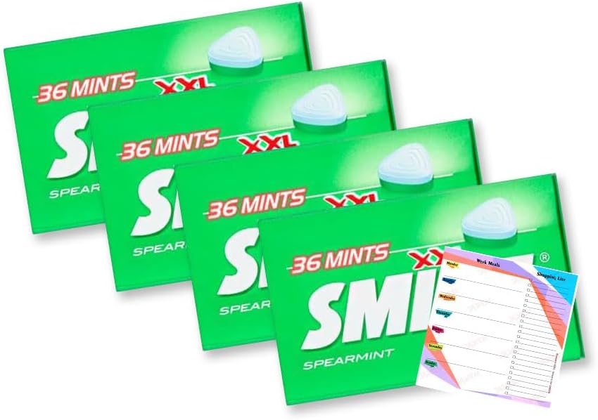 Smint Spearmint Breath Mints 100g, Long-Lasting Freshness, Sugar-Free, 36 Mints per Pack, Convenient 4-Pack of 25g Bundle for On-the-Go Fresh Breath