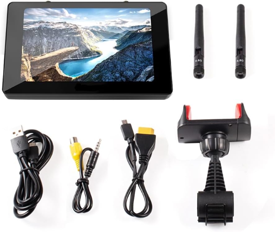 Fangxuee 5 Inch FPV Monitor 5.8G 40CH Diversity Receiver with DVR 4000mAh FPV Drone Monitor for RC Drone Radio Controller