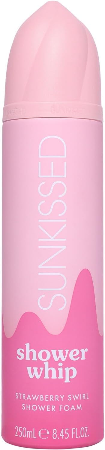 Sunkissed Shower Whip Shower Foam 250ml - Vegan Hydrating Self Care Shower Gel, Luxurious Moisturizing Body Cleanser with Natural Fragrance, Gentle Skincare for Soft (Strawberry Swirl)