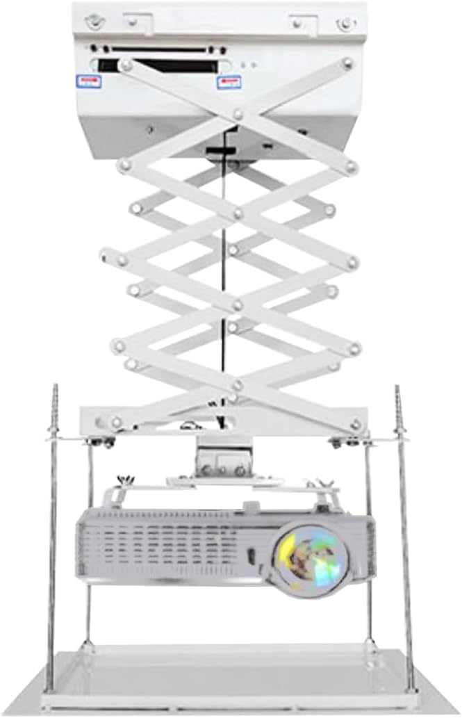 INTBUYING 39 Inch Electric Projector Lifter with 20" x 20" Fixing Plate, Adjustable Wireless Control, Scissor Bracket Projector Hidden Lifter with 10 KG (22 lb) Max Load Capacity