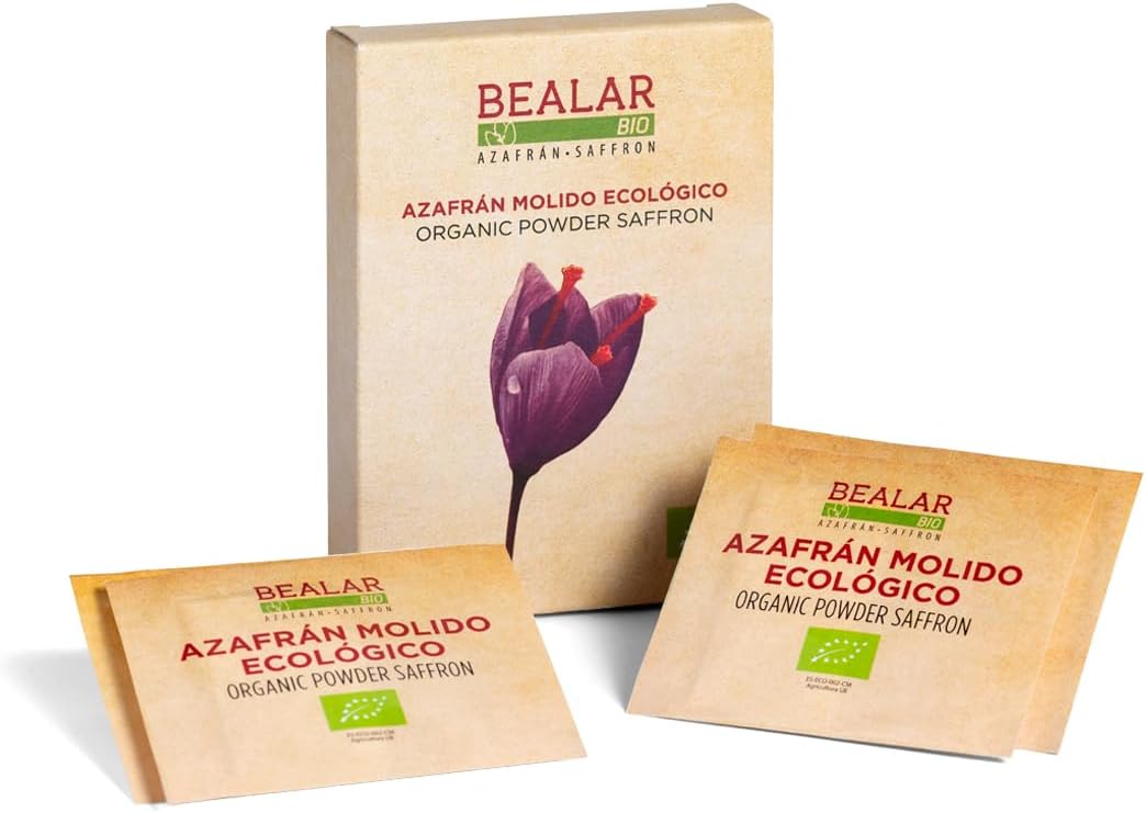 Spanish Ground Saffron 0,4 g - Organic Powder Saffron - 100% pure saffron Grade A+ - 4 sachets - Azafran molido BIO