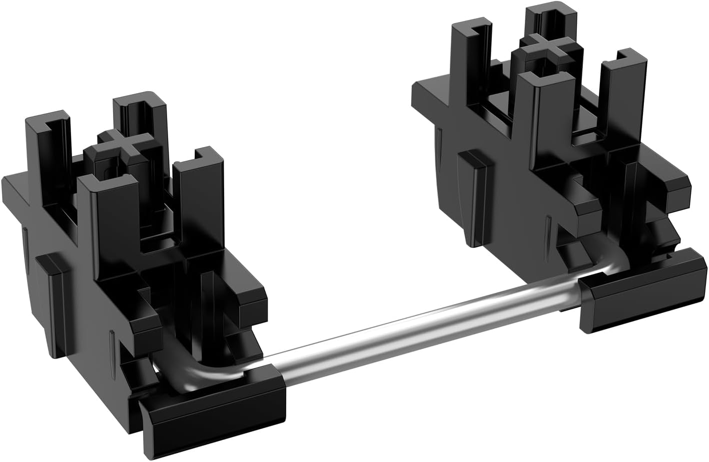 DUROCK Plate Mount Stabilizer V3, Innovative Pre-Clipped Stem for Minimum Wire Wobble 2U 6.25U 7U Keyboard Stabilizers (V3 Black Silver 80% Kit)