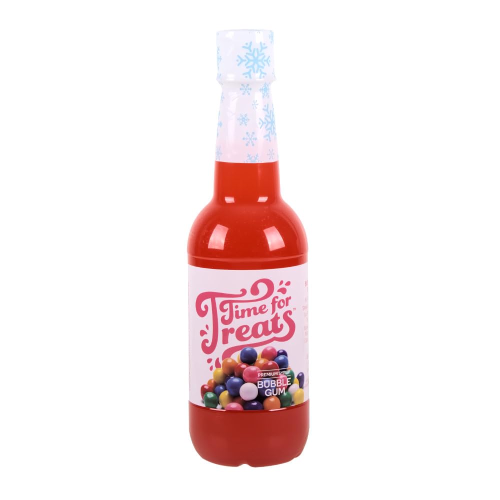 Time For Treats Flavored Syrup for Snow Cones, Homemade Sodas, Cocktails, Coffee, Baking and More - 16.9 Fluid Ounce Bottle (Bubble Gum)