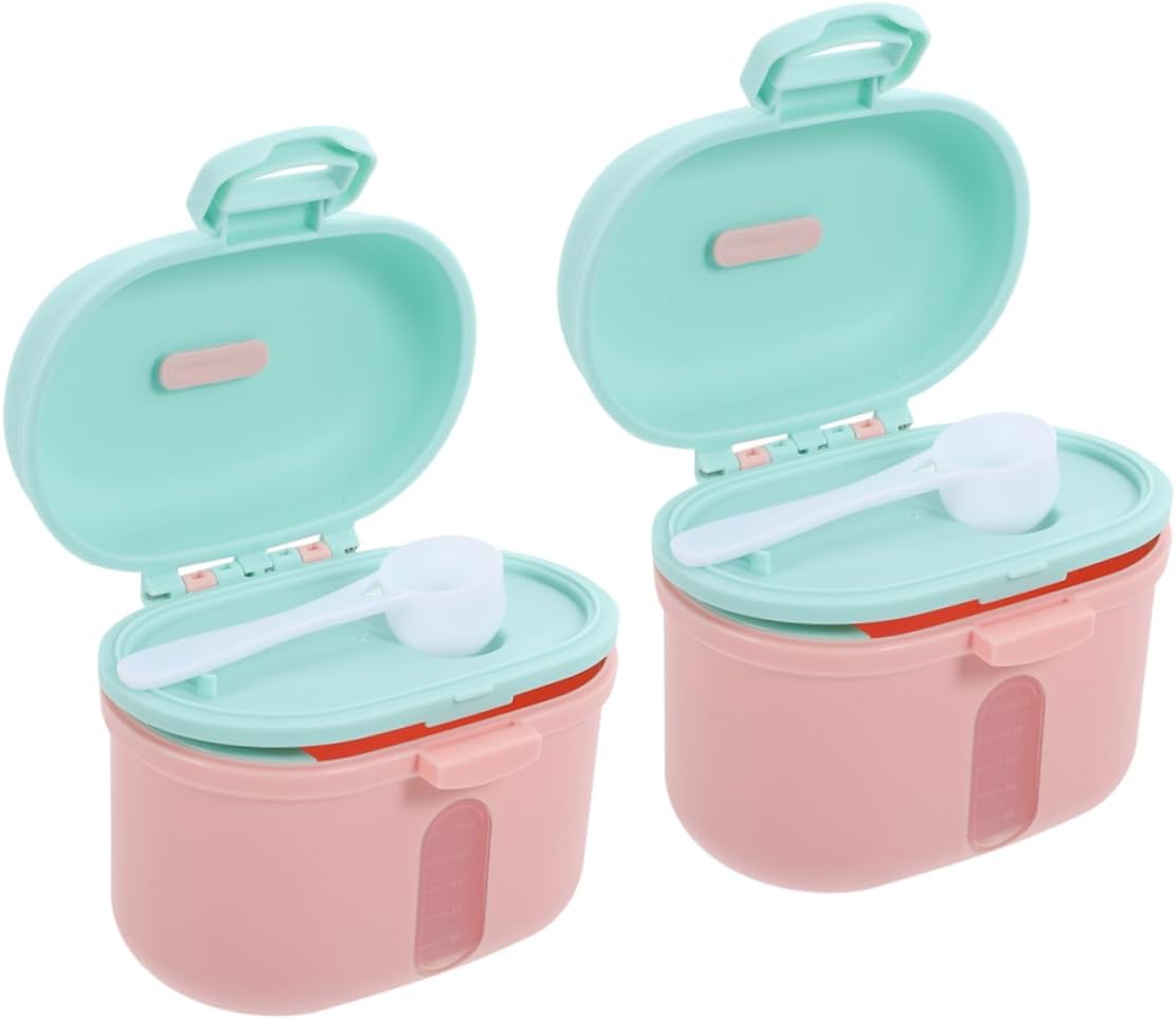 BESTonZON 2pcs Airtight Formula Dispenser with Spoon for Travel Compact Container for Outdoor Activities Lightweight Easy to Clean