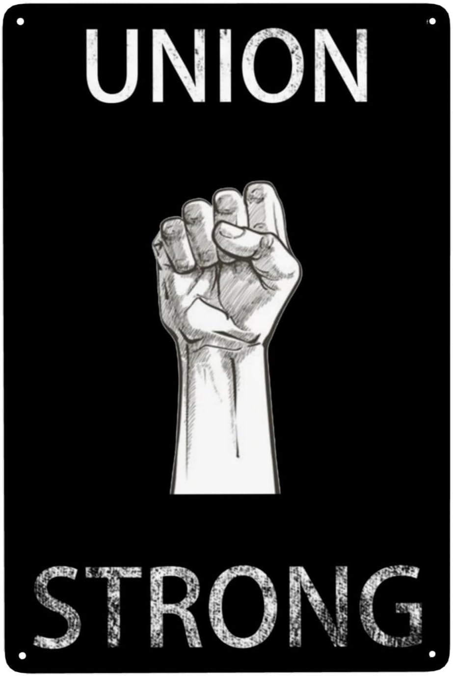 Union Strong - Labor Power Fist Elegant Iron Wall Art 8x12 In Handcrafted Iron Canvas Home Decor