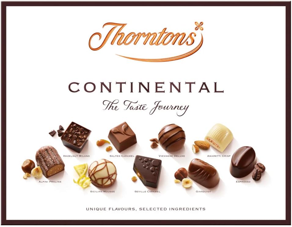 Thorntons Continental, Father's Day Chocolate Gift, Unique Flavours Milk, White, Dark Chocolate, 264g