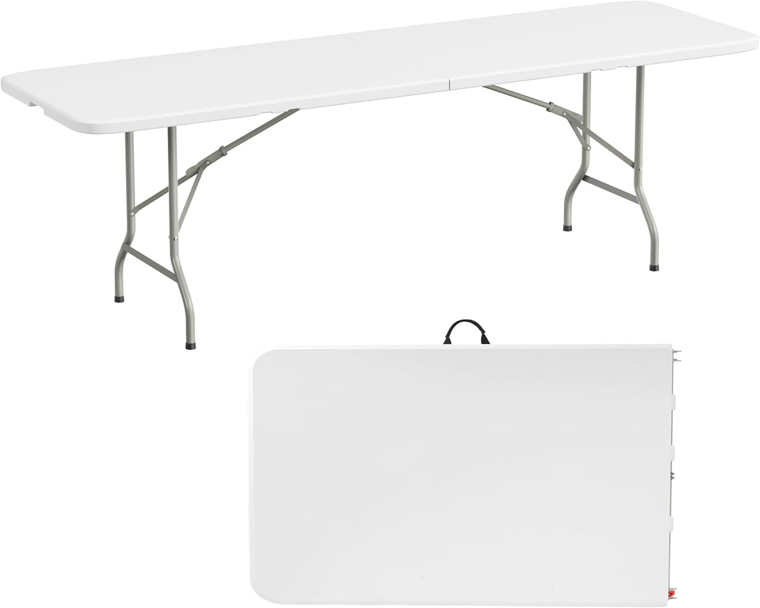 Elevon Folding Table, 8 Feet Heavy Duty Fold-in-Half Utility Table Indoor Outdoor for Camping, Picnic, Party