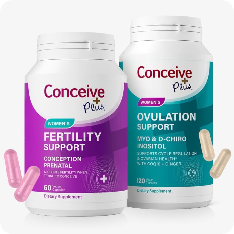 CONCEIVE PLUS Ovulation + Women's Fertility Combo, Supports Fertility and Ovarian Regulation, 60 + 120 Capsules
